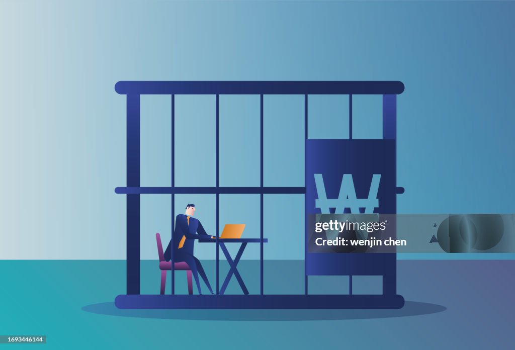 White-collar workers who work in a cage of won, slaves of money