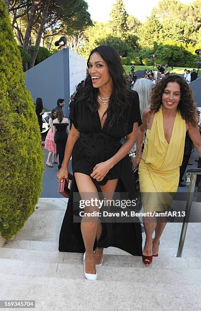 Actress Rosario Dawson and hairdresser Tara Smith attend amfAR's 20th Annual Cinema Against AIDS during The 66th Annual Cannes Film Festival at Hotel...