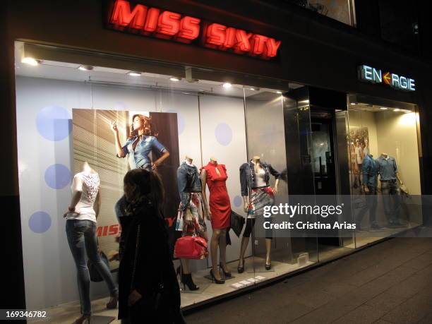 Store of the Italian fashion brand Miss Sixty in Fuencarral Street of Madrid, Spain.