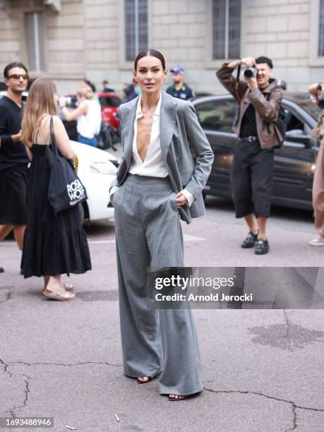 Paola Turani is seen during the Milan Fashion Week - Womenswear Spring/Summer 2024 on September 21, 2023 in Milan, Italy.