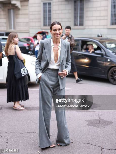 Paola Turani is seen during the Milan Fashion Week - Womenswear Spring/Summer 2024 on September 21, 2023 in Milan, Italy.