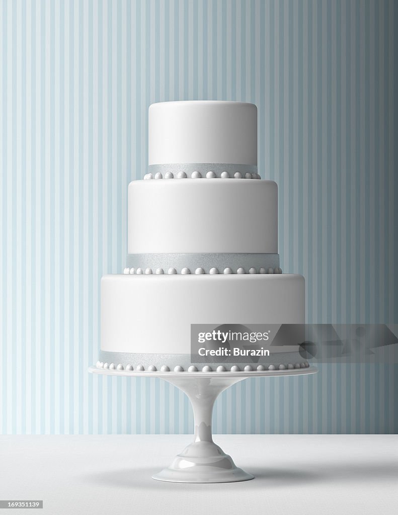 Tiered Fondant Cake with blue background