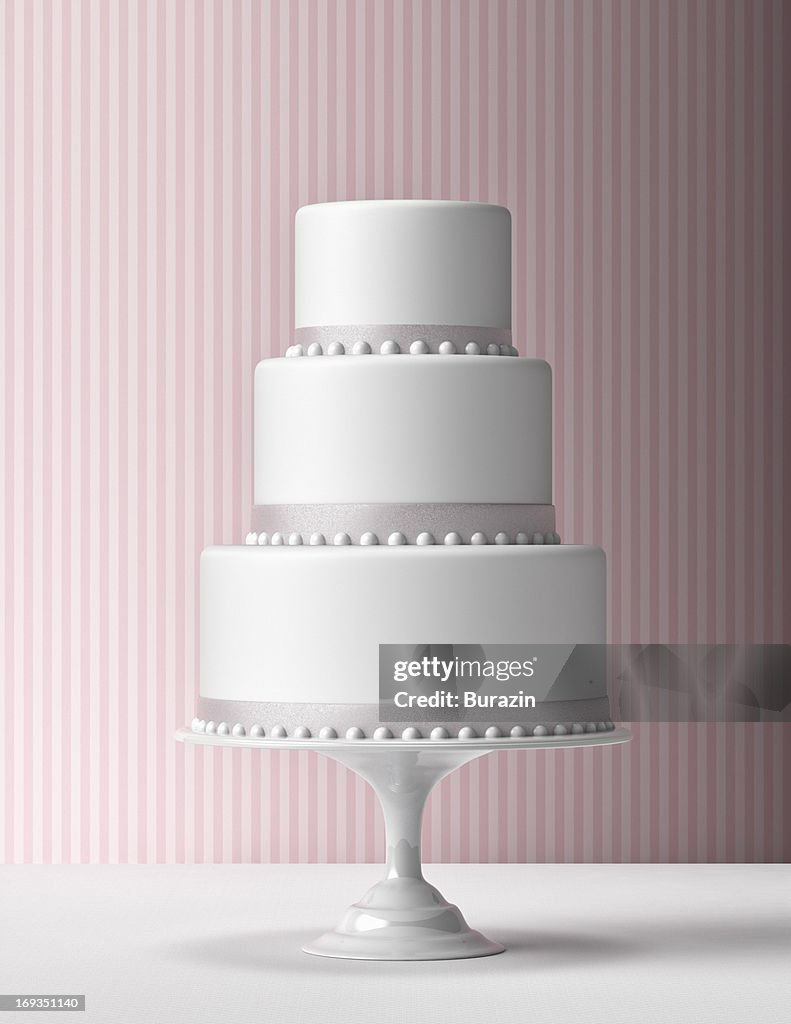 Tiered Fondant Cake with pink background