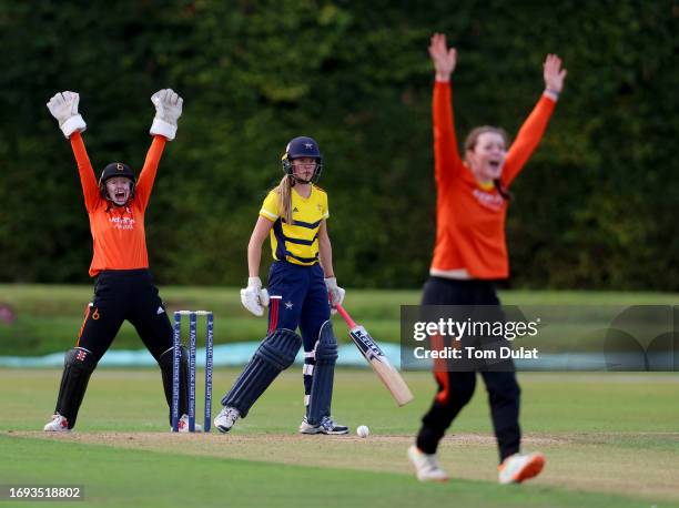 Alexa Stonehouse of South East Stars looks on during the Rachael Heyhoe Flint Trophy match between The Blaze and South East Stars at The County...