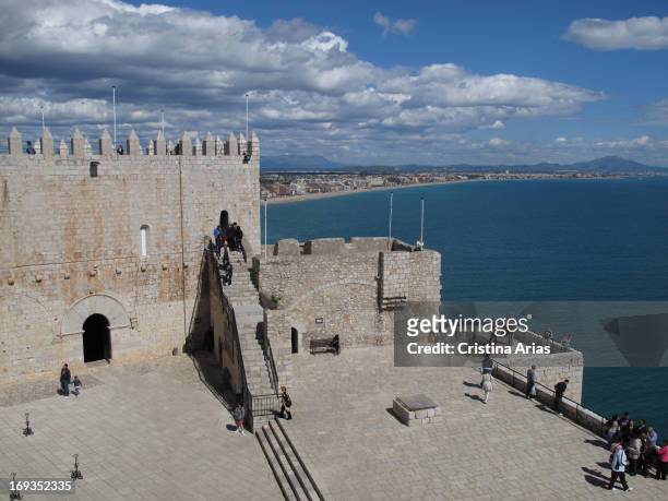 Courtyard of the castle of Peñiscola, a castle of Templar origin was later palace and fortress of Pope Benedict XIII, known as the Papa Luna,...