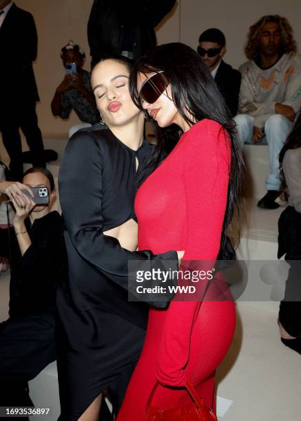 Rosalía and Kylie Jenner at Acne Studios Ready To Wear Spring 2024 held at Observatoire de Paris on September 27, 2023 in Paris, France.