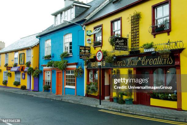 Colorful buildings along the streets of of the charming seaside village of Kinsale County Cork Ireland.