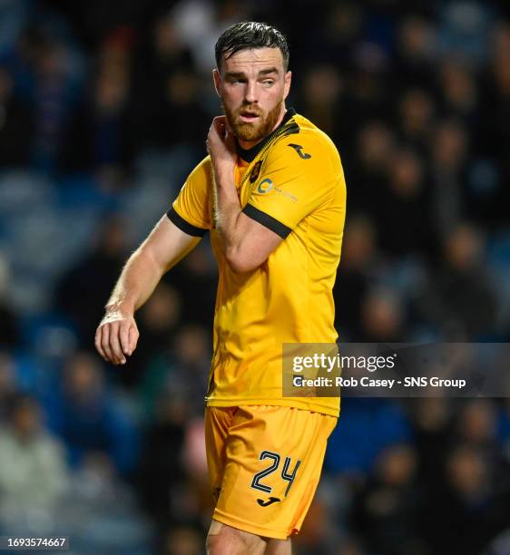 Livingston's Sean Kelly during a Viaplay Cup Quarter-final match between Rangers and Livingston at Ibrox, on September 27 in Glasgow, Scotland.