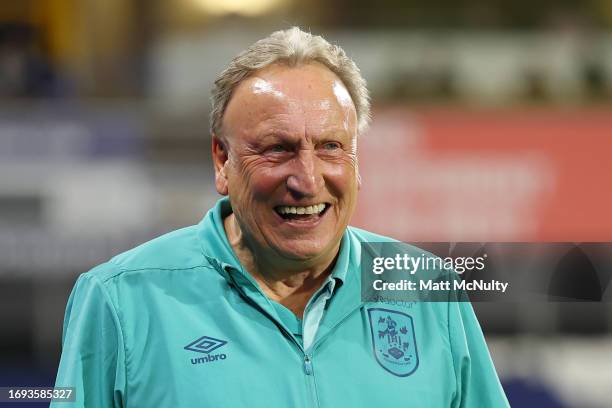 Neil Warnock, Manager of Huddersfield Town looks on during the Sky Bet Championship match between Huddersfield Town and Stoke City at John Smith's...