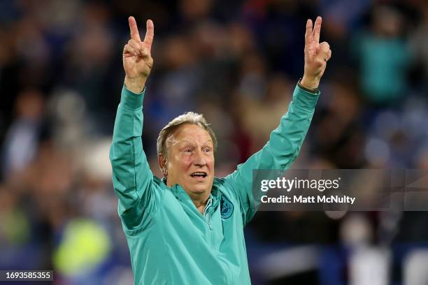 Neil Warnock, Manager of Huddersfield Town reacts during the Sky Bet Championship match between Huddersfield Town and Stoke City at John Smith's...