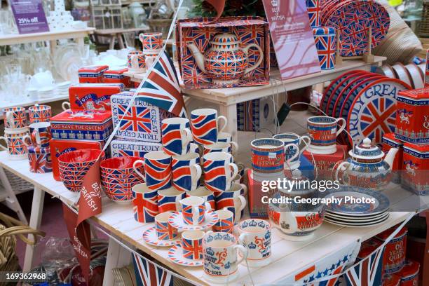Royal Jubilee memorabilia products on display in shop