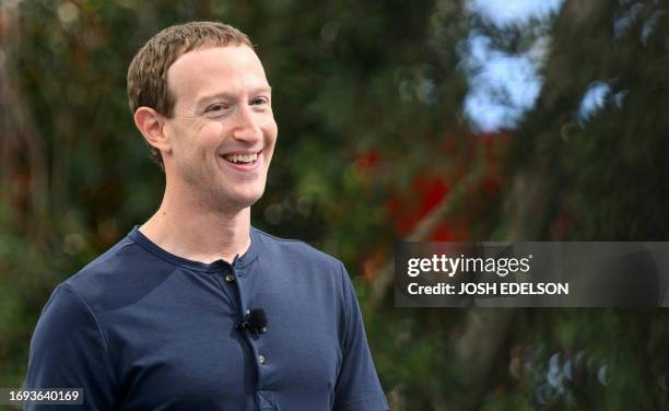 Meta founder and CEO Mark Zuckerberg speaks during Meta Connect event at Meta headquarters in Menlo Park, California on September 27, 2023.