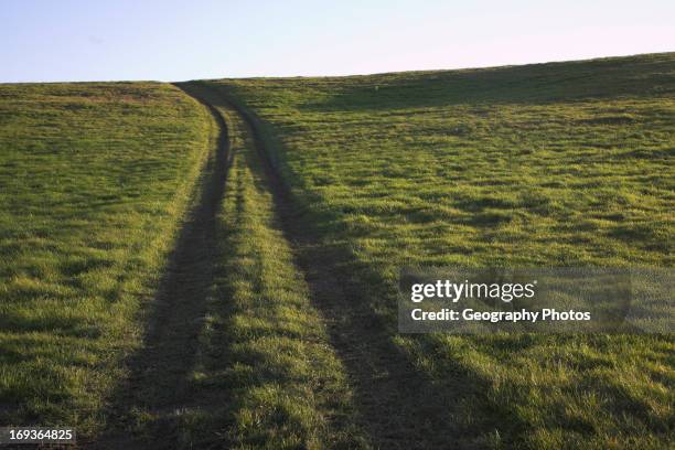 Uphill track, Suffolk farming landscape scenery, East Anglia, England