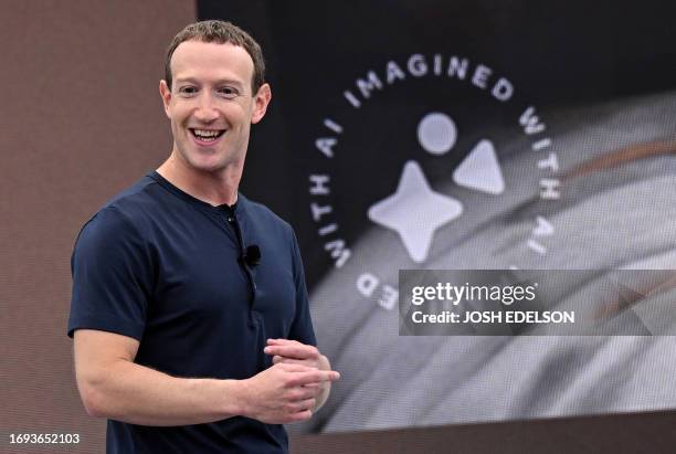Meta founder and CEO Mark Zuckerberg speaks during Meta Connect event at Meta headquarters in Menlo Park, California on September 27, 2023.