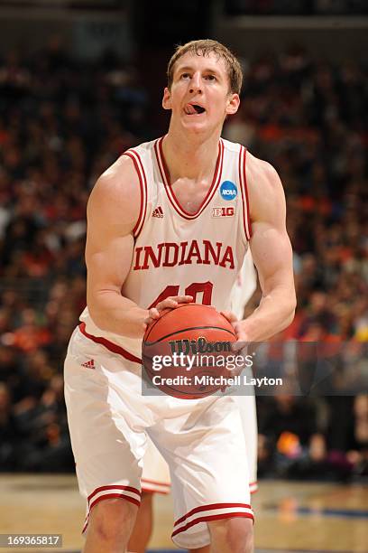 Cody Zeller of the Indiana Hoosiers takes a jump shot during the East Regional Round of the 2013 NCAA Men's Basketball Tournament game against the...