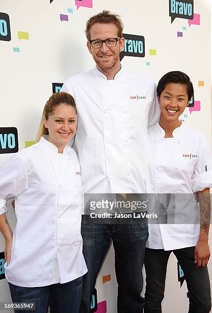 Chefs Brooke Williamson, CJ Jacobson and Kristen Kish attend Bravo Media's 2013 For Your Consideration Emmy event at Leonard H. Goldenson Theatre on...