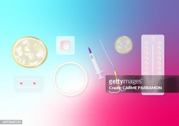 illustrazioni stock, clip art, cartoni animati e icone di tendenza di metodi contraccettivi. educazione sessuale - contraceptive patch