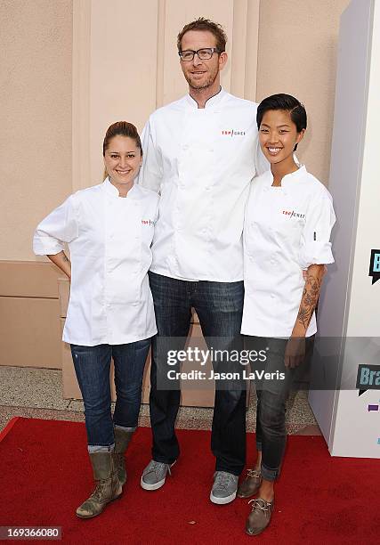 Chefs Brooke Williamson, CJ Jacobson and Kristen Kish attend Bravo Media's 2013 For Your Consideration Emmy event at Leonard H. Goldenson Theatre on...