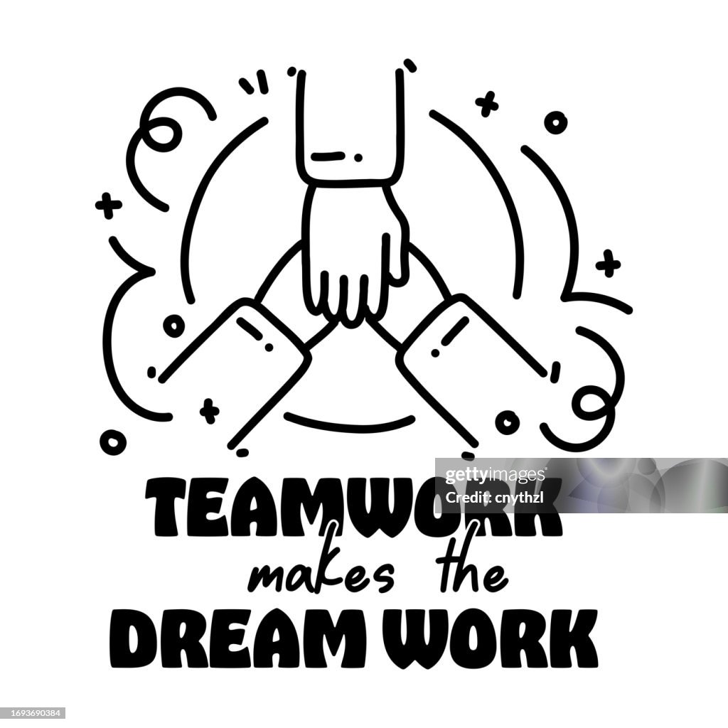 Teamwork Makes The Dream Work Quote Vector Handwritten Lettering ...