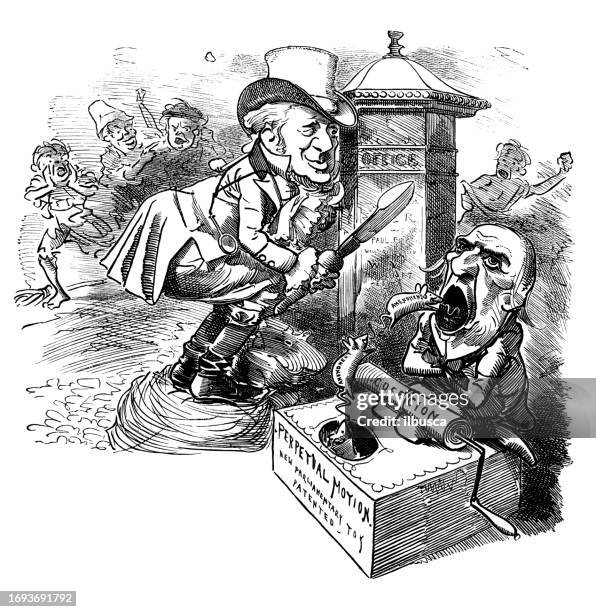 british satire caricature comic cartoon illustration - coercion stock illustrations