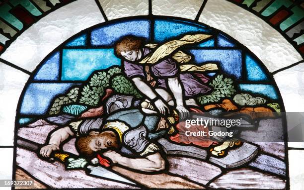 Stained glass, David and Goliath