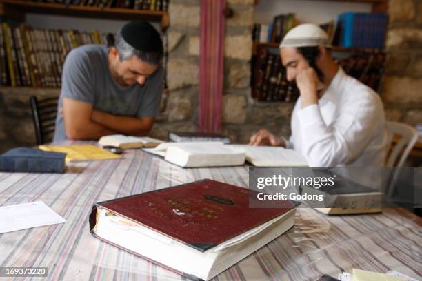 Jews studying Kabbala in a yeshiva