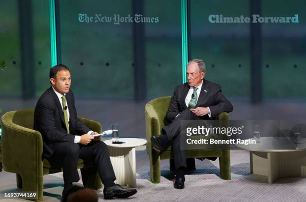 David Gelles and Michael R. Bloomberg, U.N. Special Envoy on Climate Ambition and Solutions, Founder of Bloomberg L.P. And Bloomberg Philanthropies...