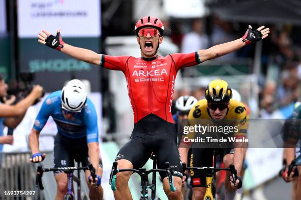 Jenthe Biermans of Belgium and Team Arkea Samsic celebrates at finish line as stage winner during the 83rd Skoda Tour Luxembourg 2023 - Stage 2 a...