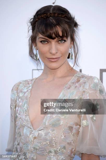 Actress Milla Jovovich attends amfAR's 20th Annual Cinema Against AIDS during The 66th Annual Cannes Film Festival at Hotel du Cap-Eden-Roc on May...