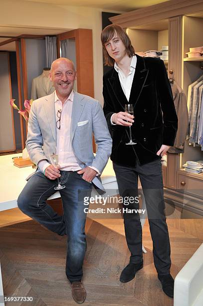 Sean Guy and Prince Frederick Alexander von Preussen attend the 1 year anniversary party for menswear Tailor 'Otto' at 66 Grosvenor St on May 23,...