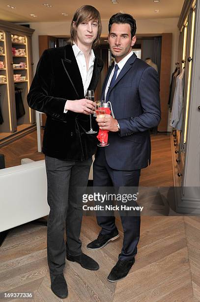Prince Frederick Alexander von Preussen and Adam Kelbie attend the 1 year anniversary party for menswear Tailor 'Otto' at 66 Grosvenor St on May 23,...