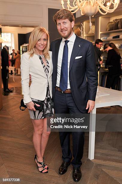 Alex Racian and Graham O'Donohue attend the 1 year anniversary party for menswear Tailor 'Otto' at 66 Grosvenor St on May 23, 2013 in London, England.