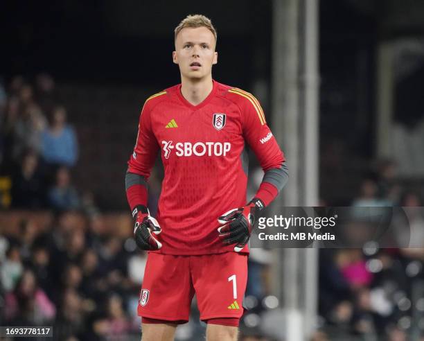 Marek Rodák of Fulham during the Carabao Cup Third Round match between Fulham and Norwich City at Craven Cottage on September 27, 2023 in London,...