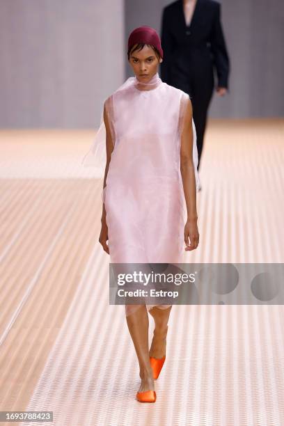 Fashion designers Miuccia Prada & Raf Simons at the runway at the Prada fashion show during the Milan Fashion Week Womenswear Spring/Summer 2024 on...