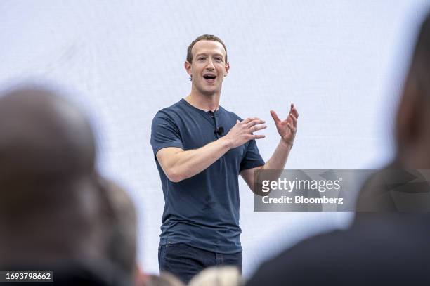 Mark Zuckerberg, chief executive officer of Meta Platforms Inc., during the Meta Connect event in Menlo Park, California, US, on Wednesday, Sept. 27,...
