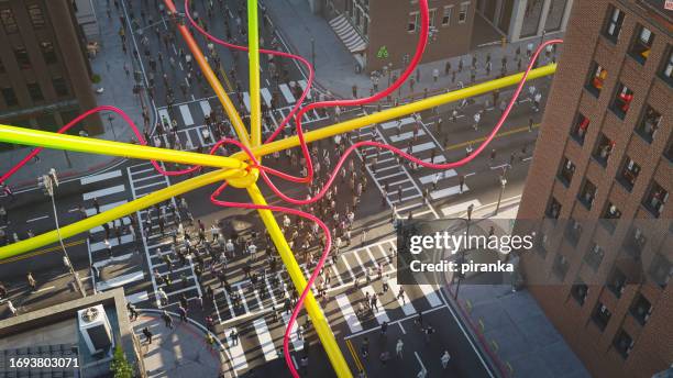 cavi che si intersecano - attraversamento pedonale tracciatura stradale foto e immagini stock