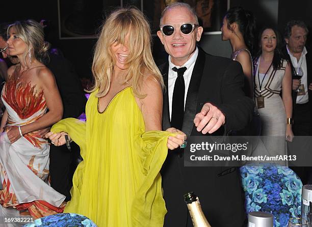 Actress Goldie Hawn and Bill Roedy attend amfAR's 20th Annual Cinema Against AIDS during The 66th Annual Cannes Film Festival at Hotel du...