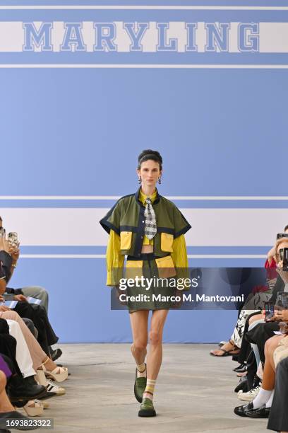 Model walks the runway at the Maryling fashion show during the Milan Fashion Week Womenswear Spring/Summer 2024 on September 20, 2023 in Milan, Italy.