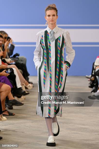 Model walks the runway at the Maryling fashion show during the Milan Fashion Week Womenswear Spring/Summer 2024 on September 20, 2023 in Milan, Italy.