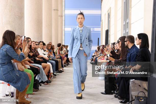 Model walks the runway at the Maryling fashion show during the Milan Fashion Week Womenswear Spring/Summer 2024 on September 20, 2023 in Milan, Italy.
