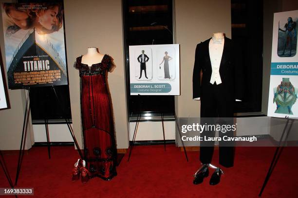 Kate Winslet's and Leonardo DiCaprio's costumes from the movie "Titanic" at the 2013 NYWIFT Designing Women Awards at The McGraw-Hill Building on May...