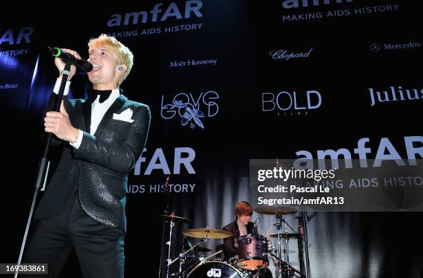 Ryan Follese of Hot Chelle Rae perform on stage at the amfAR's 20th Annual Cinema Against AIDS during The 66th Annual Cannes Film Festival at Hotel...