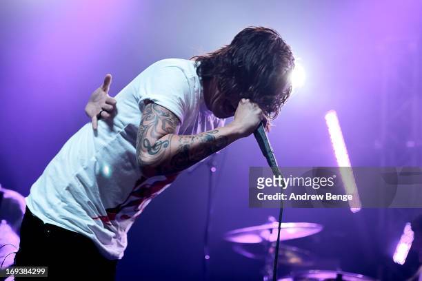 Kellin Quinn of Sleeping With Sirens performs on stage at Ritz Manchester on May 23, 2013 in Manchester, England.