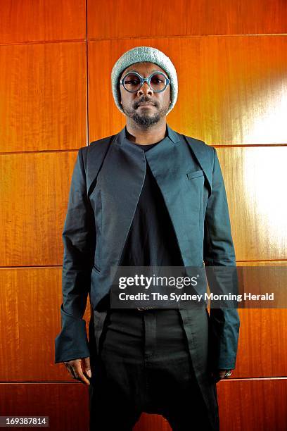 William Adams, better known as will.i.am, poses during a portrait session on May 6, 2013 in Sydney, Australia. Will.i.am is an American recording...
