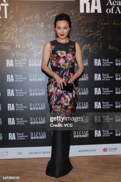 Actress Carina Lau attends "Bazaar Art Night" on May 23, 2013 in Hong Kong, China.