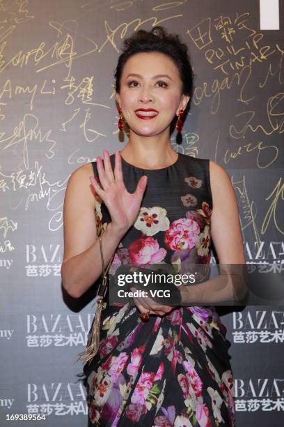 Actress Carina Lau attends "Bazaar Art Night" on May 23, 2013 in Hong Kong, China.