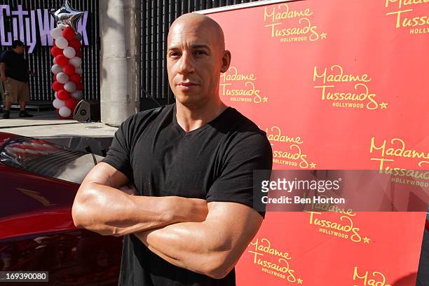 Vin Diesel wax figure at the Universal CityWalk 20th anniversary event featuring 8 original cars from the "Fast & The Furious" Movie Franchise 5...