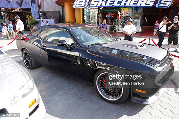 General view of the atmosphere at the Universal CityWalk 20th anniversary event featuring 8 original cars from the "Fast & The Furious" Movie...