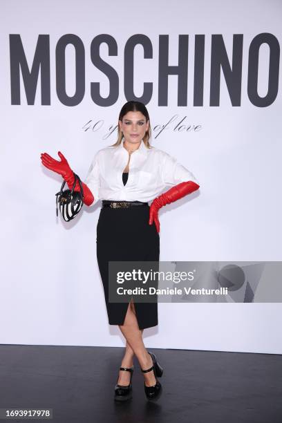 Emma Marrone attends the Moschino fashion show during the Milan Fashion Week Womenswear Spring/Summer 2024 on September 21, 2023 in Milan, Italy.