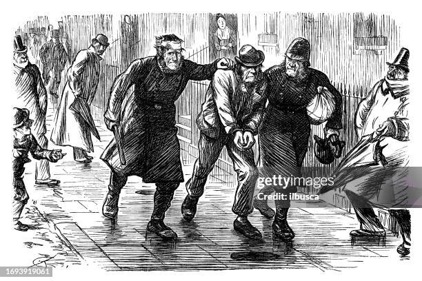 british satire caricature comic cartoon illustration - arrest stock illustrations